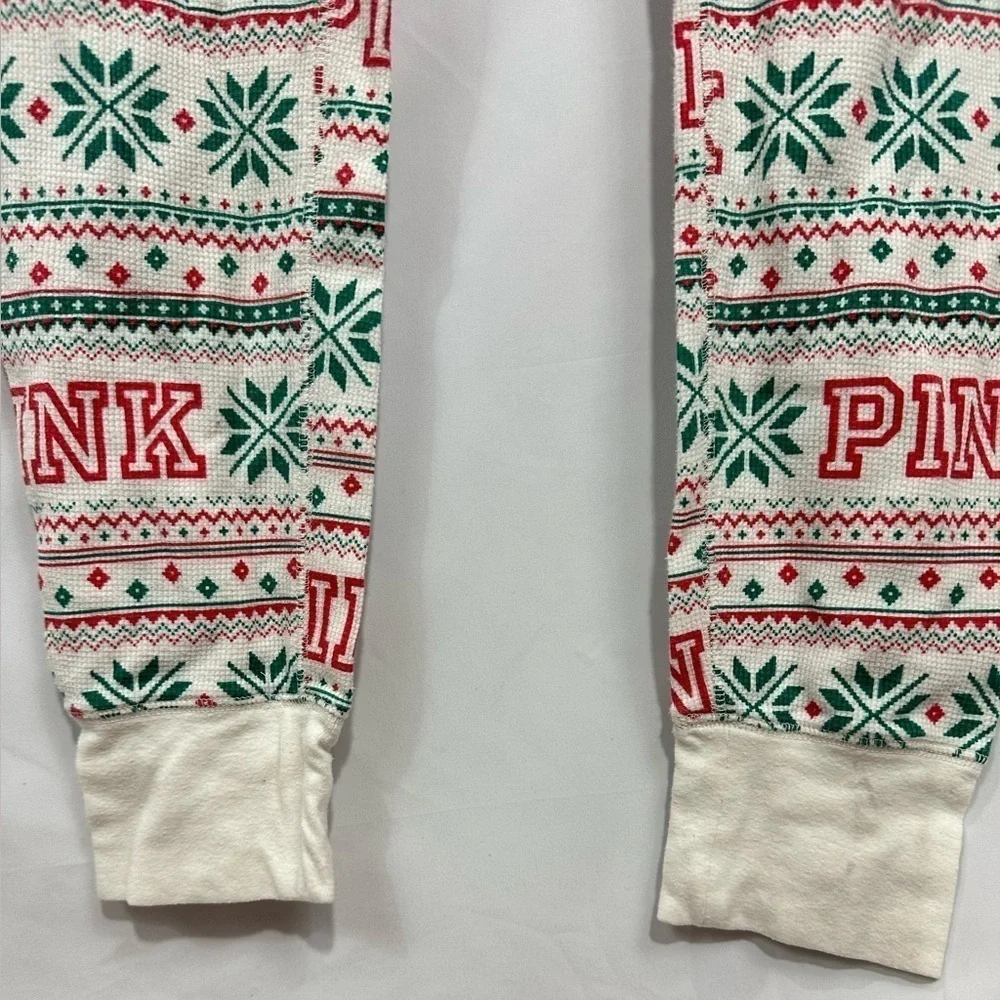 Pink Victoria's Secret Christmas onesie pajamas size L